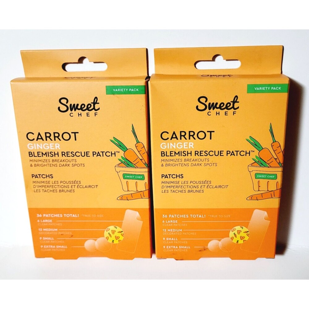 2 x SWEET CHEF Carrot Ginger Blemish Rescue Patch 72 Patches NEW!!!